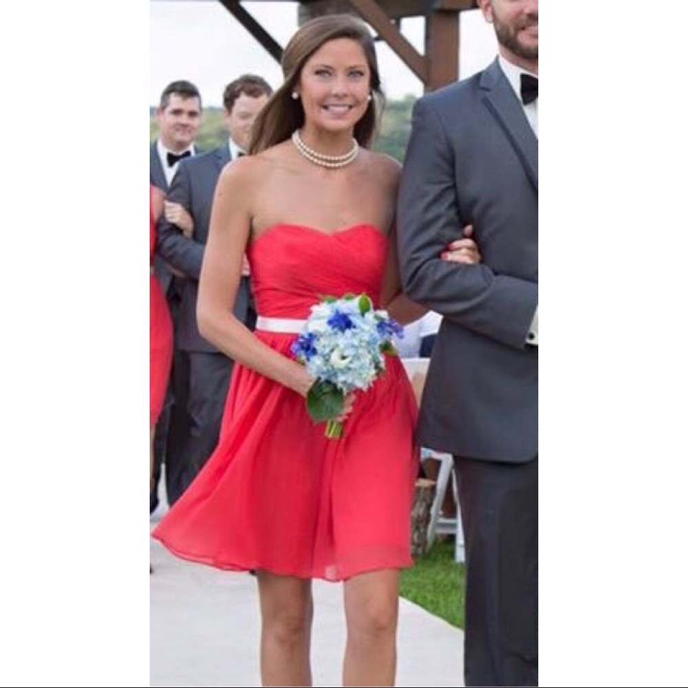 J crew silk strapless watermelon dress size 2 - Picture 4 of 4